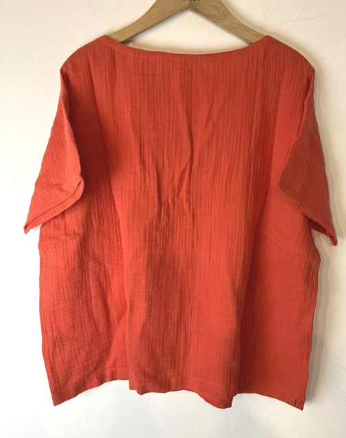 Eileen Fisher Cotton Lofty Gauze Top, Plus Size 1X - Red Lory $168