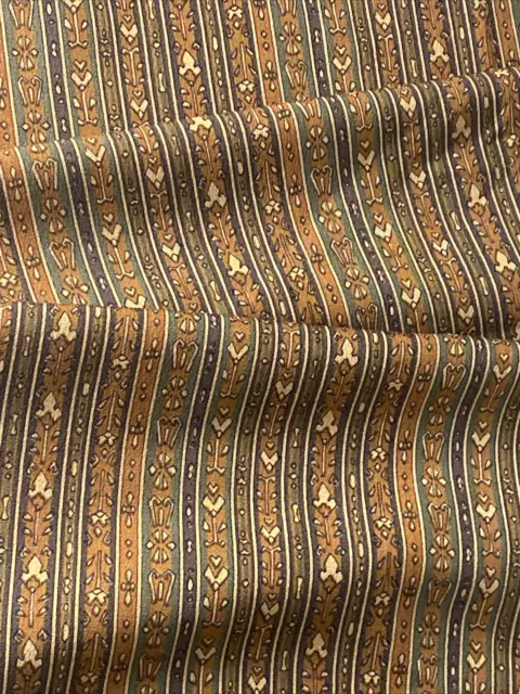 Vintage Japanese Kimono Silk Fabric, Brown Stripe Long Panel 166cm(65")