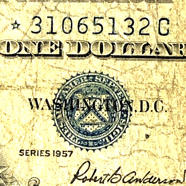 1957 $1 Dollar Bill Silver Certificate STAR Note Blue Seal Washington D.C.