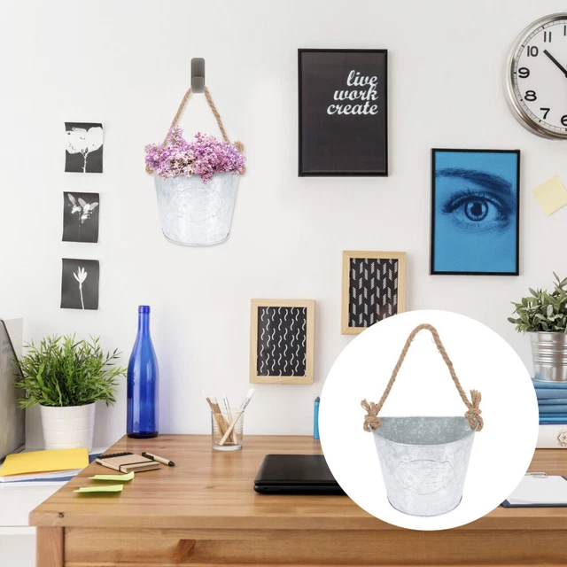 Vaso A Parete Plastica Marrone Muro Mezzaluna Fiori Piante Esterno - Foto 8