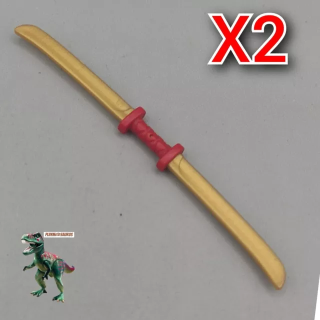 X2 Playmobil double-edged katana-samurai sword-ninja-oriental-asian warrior