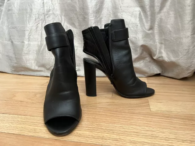 VINCE BLACK LEATHER Open Toe Block Heels 35 Usa 5 Shoes Sandal $45.00 ...