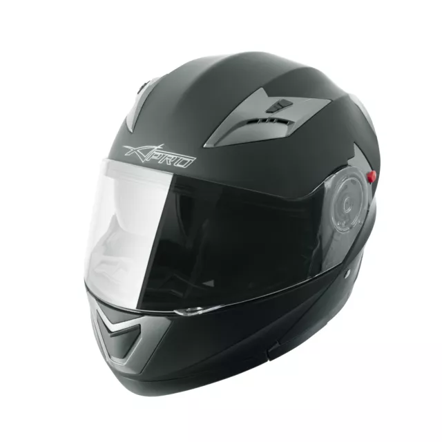 Casco Modulare Apribile Moto Touring Sport Visiera Parasole Nero opaco 3