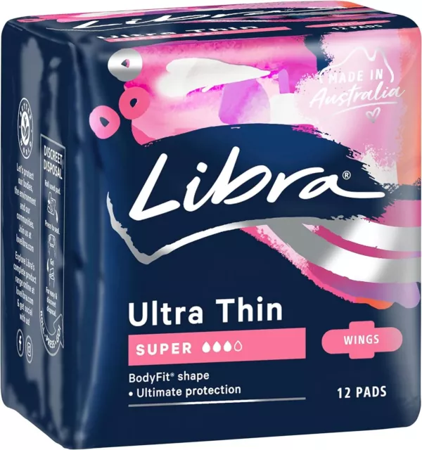 Libra Ultra Thin Pads Super with Wings 12 pack (Pack of 1)