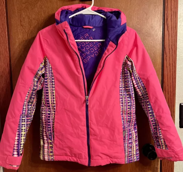 Spyder Girls Ski Winter Coat Sz Lg 14-16 Winter Jacket Pink/ Purple Youth