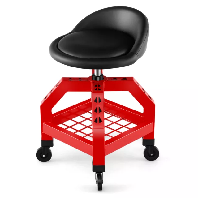 Rolling Seat Mechanic Stool Chair Height Adjustable Roller Work Chair w/Tray