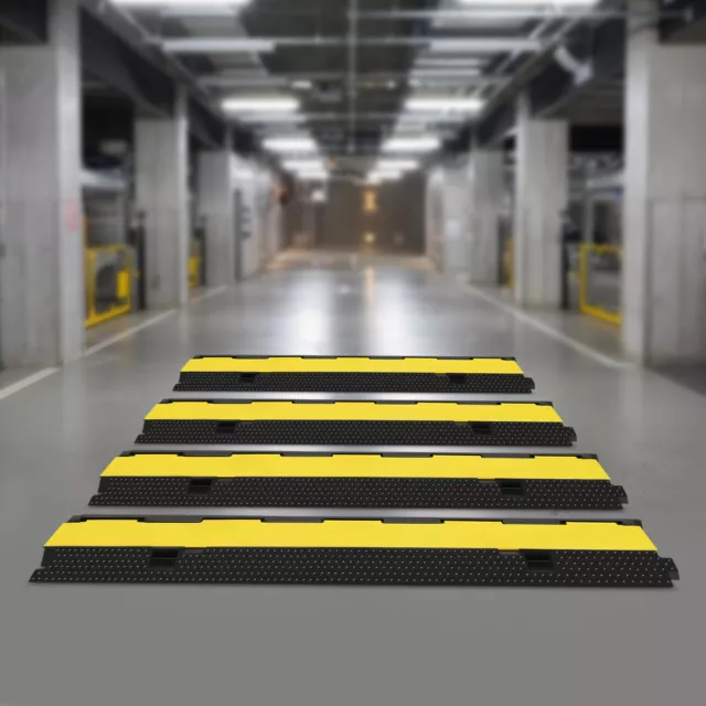 4PCS Rubber Cable Protector Ramp 2 Channel Cable Wire Cord Cover Ramp Speed Bump