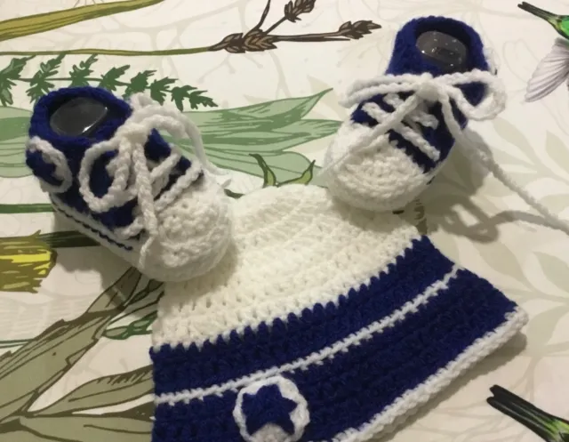 Scarpette e cappel tennis scarpine bambino bebè neonato uncinetto lana o cotone