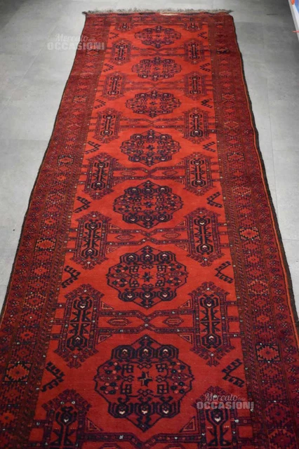 Alfombra Pakistani Rojo Oscuro Hecho a Mano Lana Dimension 401x87 CM ( De