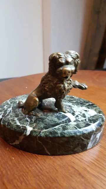 ANCIENNE SCULPTURE BRONZE Animalier Chien berger allemand ?? sur socle