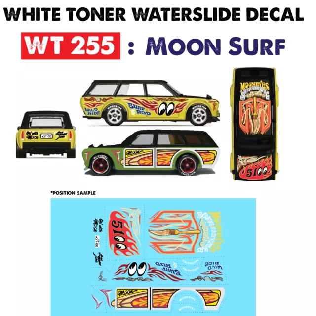 WT255 White Toner Waterslide Decals JAPAN_WAGON For Custom 1:64 Hot Wheels