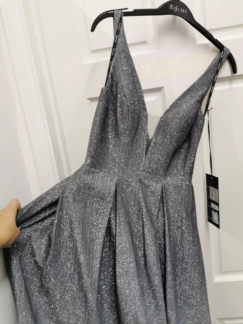 Mascara mc113923 size 24 Silver Grey charcoal Ombre flow evening dress BNWT