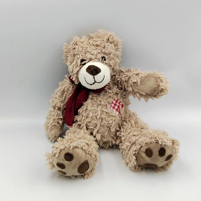 Doudou peluche ours beige écharpe rouge ENESCO - 32756