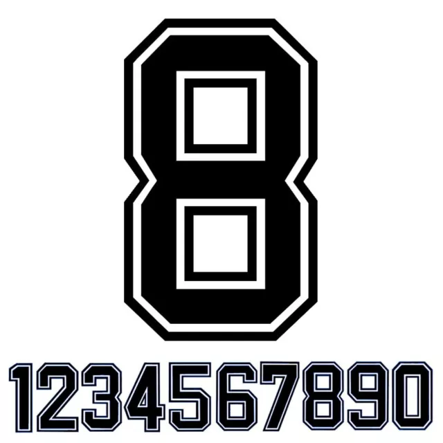 Jersey Number Bold Border Font Vinyl Heat Transfer Iron On T-Shirt DIY 7 Colors
