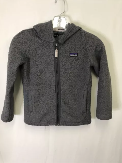 Patagonia Fleece Youth Kids Gray Small S 7-8 Hood Fuzzy Full Zip Up Girls