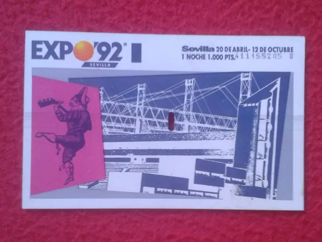 Antigua Entrada Entry Entrance Ticket Expo 92 Sevilla 1992 Exposición Universal