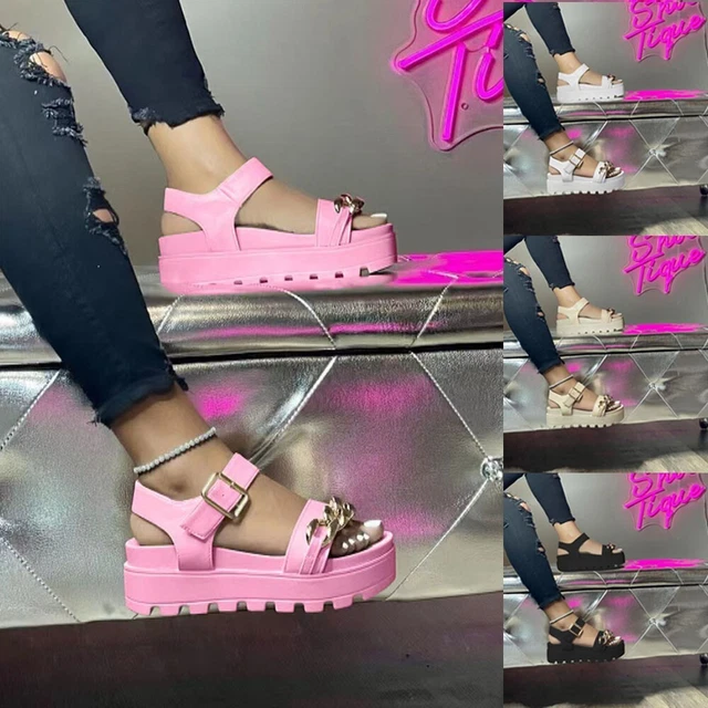 Donna Sandali con Plateau Sport High-Wedge Tacchi Open Toe Caviglia Cinturino