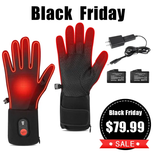 Black Friday Winter Thermal Heated Gloves Electric Battery Warm USB Touch Screen