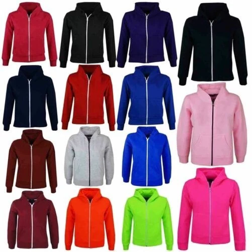 New Bambini e Bambine Unisex Semplice Fleace Felpa Zip Stile Misura 5-13 Anni 2