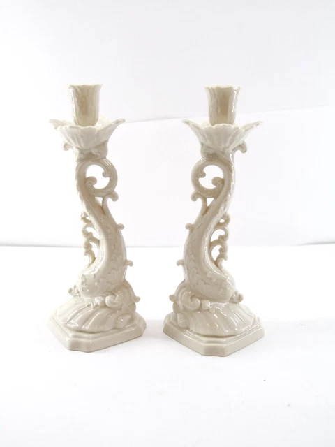 Lenox  Candlesticks Cream Dolphin Lenox Porcelain - Made In USA