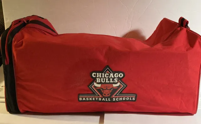 Vintage Chicago Bulls Duffel Bag Red/Black 16 x 12 with Strap Black and Red