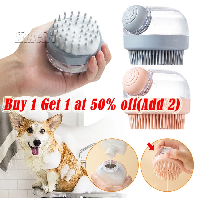 Pet Dog Cat Massage Bath Brush Scrubber Shampoo Silicone Dispenser Shower*