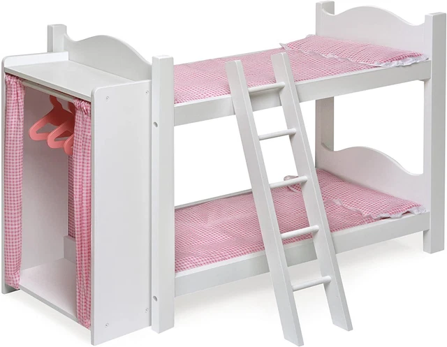 Doll Bunk Beds with Ladder and Storage Armoire fits American Girl Dolls