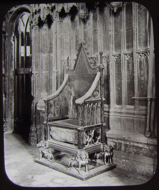 Glass Magic Lantern Slide WESTMINSTER ABBEY CORONATION CHAIR C1890 PHOTO LONDON