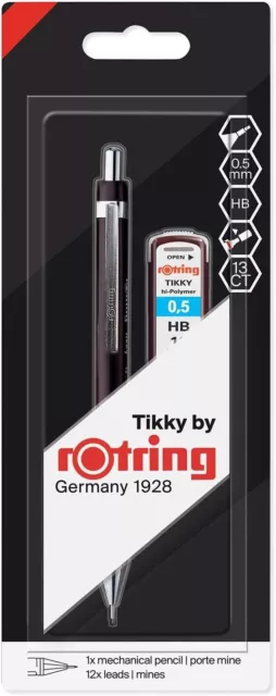 rOtring Portemine Tikky 0.5 Hb 12 Recharge Plombs Set Construit En Gomme Fin