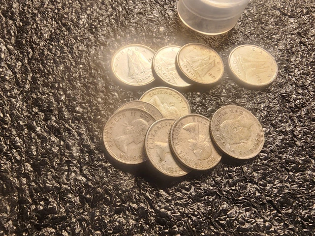 Lot of 10 Canada Silver Dimes!! 66 and Earlier !! 80%