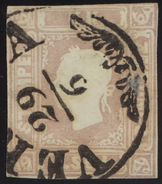 Lombardei Venetien; 1,05 Kr. lila, kleine Marke (Zwergschnitt), Venetien-Zier-K1