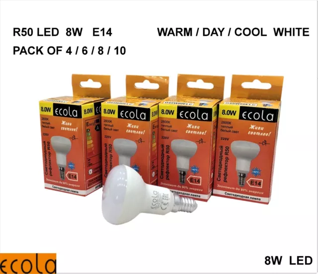 8W LED R50 E14 SES ECOLA Reflector Spot Light Bulb Lamp 4/6/8/10 DAY/WARM /COOL