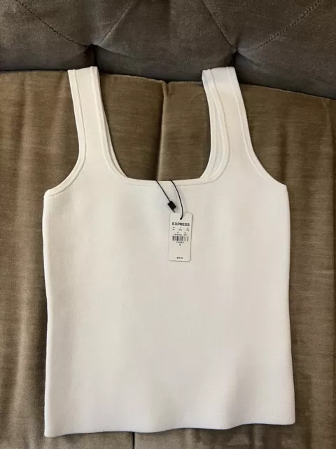 NWT Express Body Contour White Knit Cropped Tank - Small - Sold Out Style