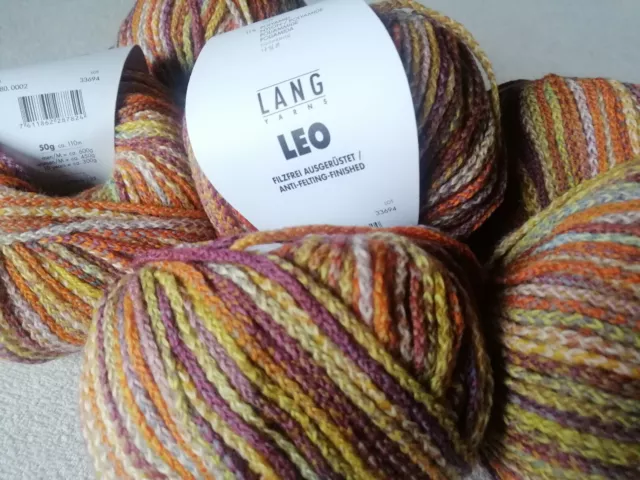 Wolle Baumwolle 600 Gramm Leo von Lang Yarns 2 natur-gelb-orange-braun mel.