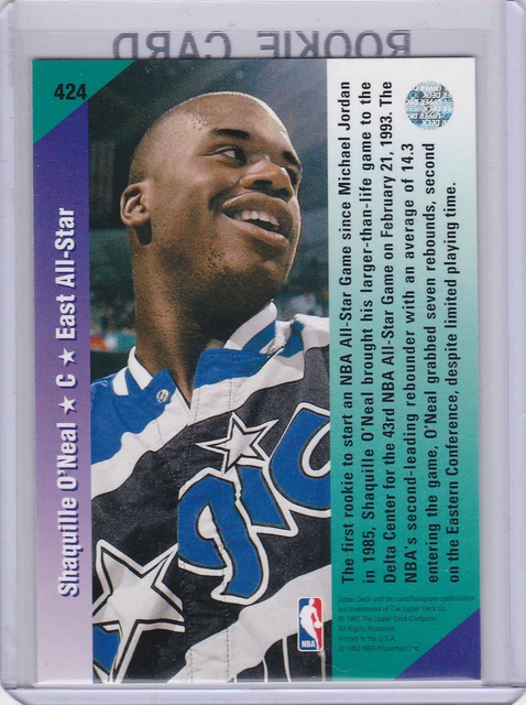 SHAQUILLE O'NEAL SHAQ ALL-STAR ROOKIE CARD 1992/93 Upper Deck ...