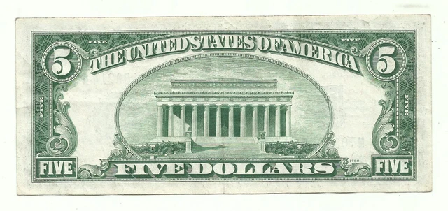 1934C $5 BLUE Seal SILVER Certificate! Old US Paper Money Currency! 3