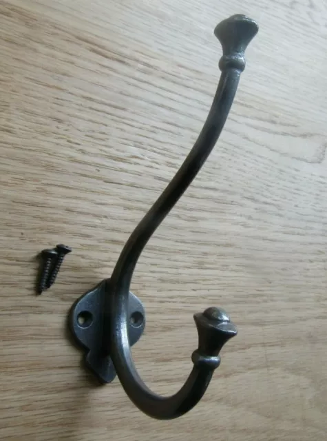 Cast iron rustic vintage retro old victorian Hat & coat hook hanging peg hanger