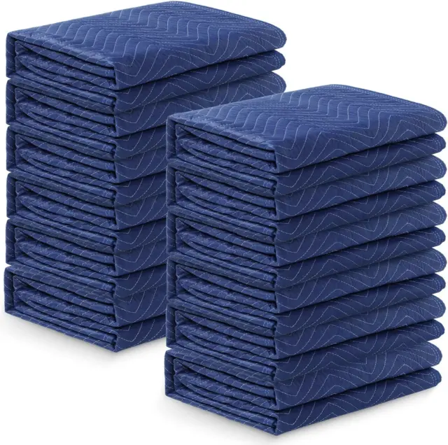 12 Packs Moving Blankets 80 x 72 Inch Large Packing Blanket 40 Lb/Dz Heavy Duty