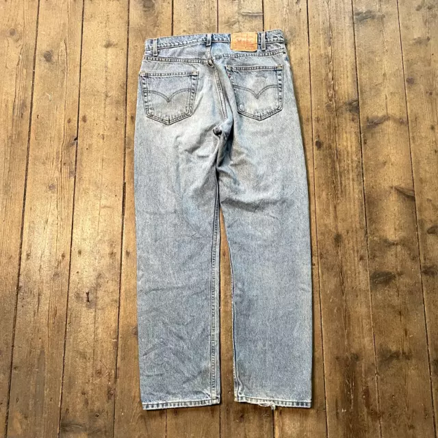 Levis Jeans 505 Paper Tag Denim USA Vintage Pants Trousers Washed Blue, Mens 34”