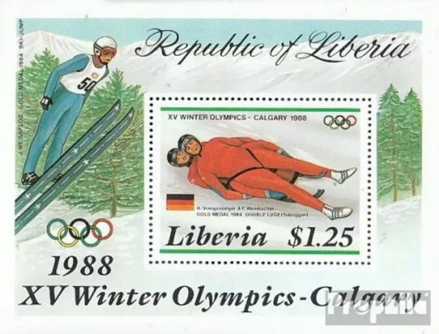 liberia Bloc 112 neuf avec gomme originale 1987 Jeux Olympiques Jeux d&#39;hiver