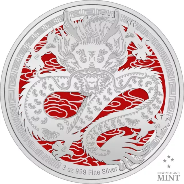 2024 Niue KCIII Lunar Year of the Dragon 3oz Silver Colorized Proof Coin