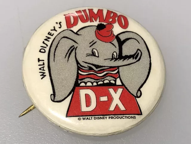 D-X DX Gas Oil Dumbo Walt Disney Elephant Gasoline Vintage Button Pin Pinback