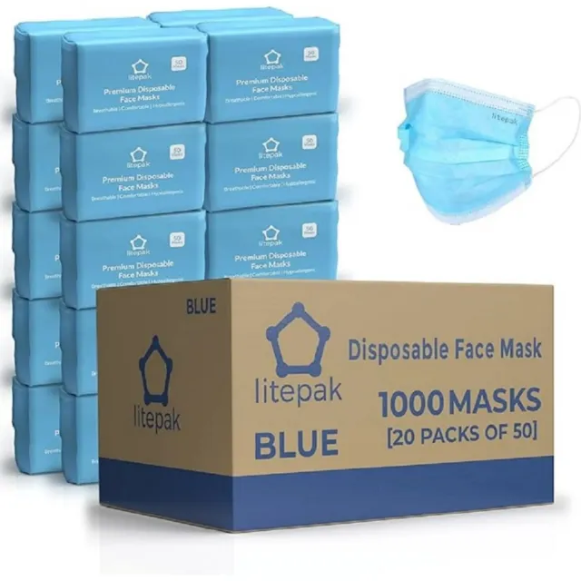 1,000 PCS Disposable Face Masks - Home & Office - Blue, Breathable & Comfortable