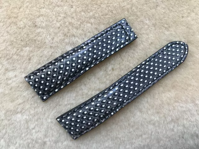 22mm/18mm Genuine Black White Python Leather Grain Deployment Band For Maurice