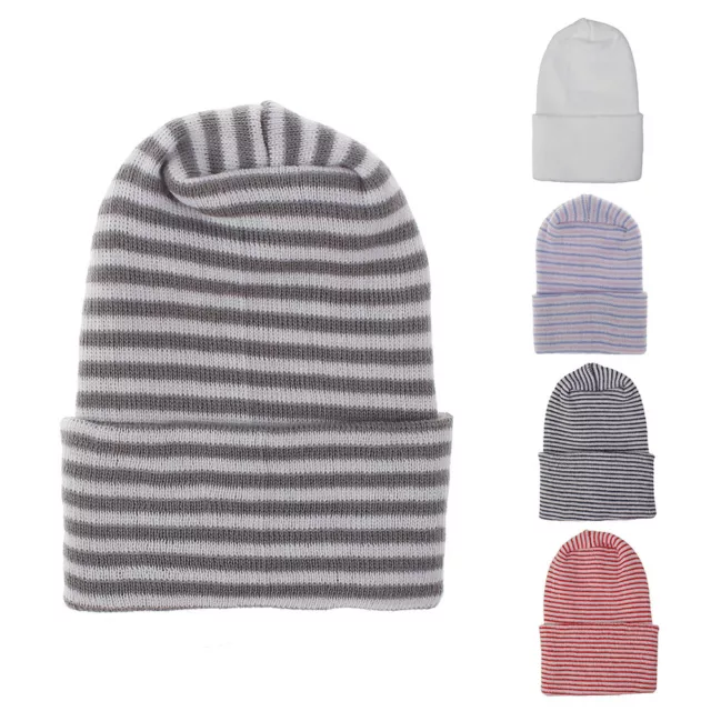 Baby Boy Girl Hat Newborn Hospital Cap Infant Striped Fetal Hat Beanie Hat