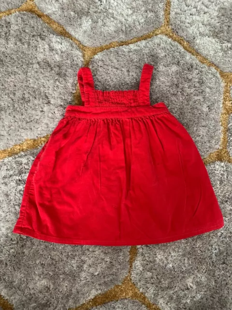 The Little White Company Red Cotton Corduroy Pinafore Dress - 9-12 Months