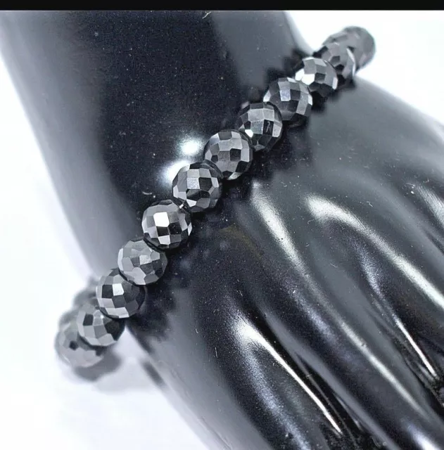 Certified AAA Cut for Men-Women Black Diamond Bracelet 8 inch 6 mm 925 Silver