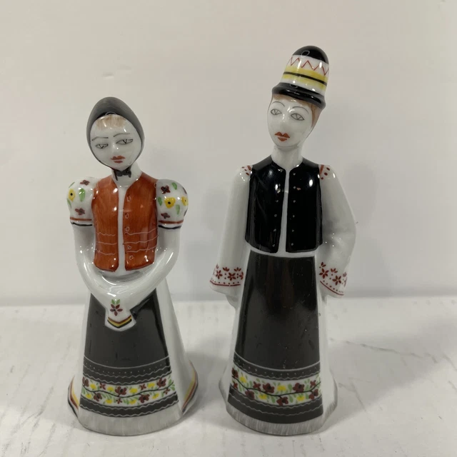 Vintage 4" Hungarian Hollohaza Porcelain Pair Hungary Figurine Marked Numbered