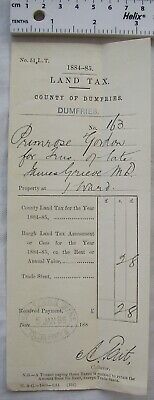 1880 receipt Land Tax, Margaret Stewart, Dumfries