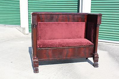 Classical Empire Flame Mahogany Hall Bench Seat Settee ~ Ca.1840